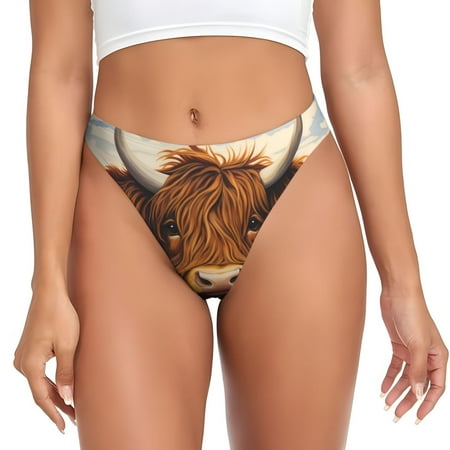 Sigee Countryside Sunflower Cow for Women s G-String Panty  Low Rise  Soft Lace Perfect for Everyday Wear or Special Occasions-3X-Large