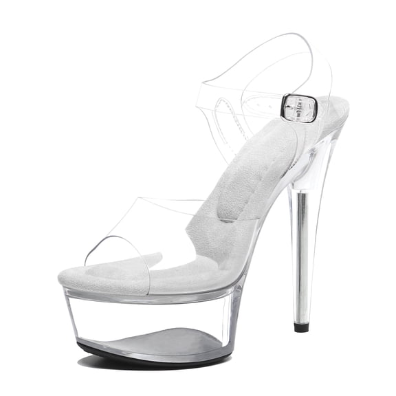 WUXIN H&P Women's 6-Inch Clear Platform Heels Pole Dancer Shoes, Stiletto Sexy Pole Dancing Exotic High Heel Shoes for Party & Club, Clear 6