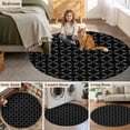 thumbnail image 6 of 6ft Washable Round Rug, White Diamond Lattice Non-Slip Circle Area Rug for Living Room Bedroom, Black Retro Plaid Texture Indoor Floor Mat for Home Decor, 6 of 9