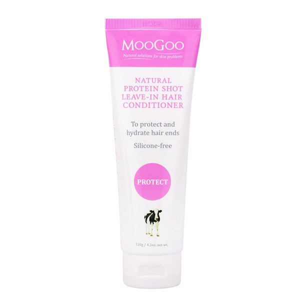 MooGoo Protein Shot Leave In Conditioner - Un tratamiento capilar hidratante natural para cabello seco y dañado, para mujeres y hombres. Sin parabenos y sin crueldad.
