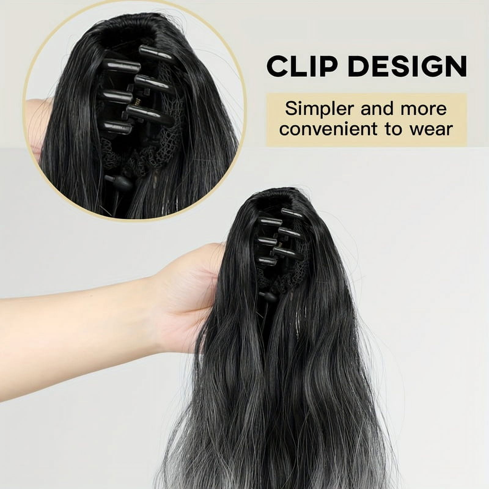 18-inch Synthetic ponytail hair extension wig gradient  water ripple claw clip in long curly wavy ponytail hairpiece for women