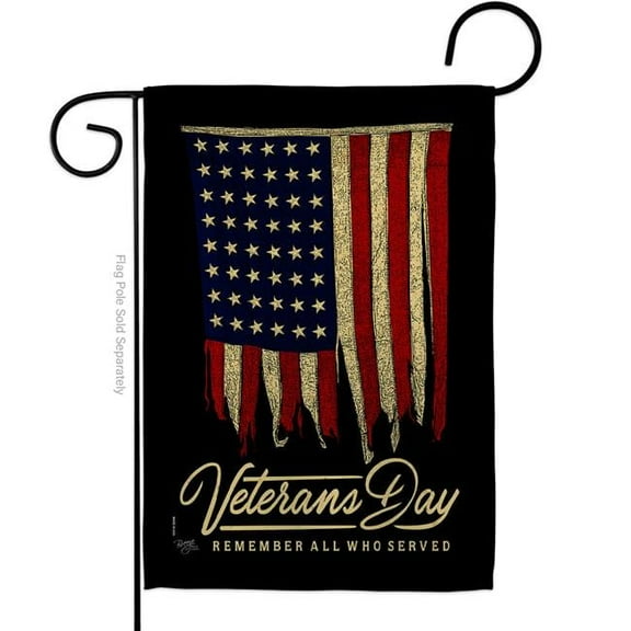 Breeze Decor G161092-BO Remember Who Served Garden Flag Patriotic Star & Stripes 13 x 18.5 in. Double-Sided Decorative Vertical Flags for House Decoration Banner Yard Gift