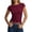 Burgundy, variant on Womens Summer Tops Ribbed T Shirts Crew Neck Short Sleeve Stretchy Ruched Slim Fit Workout Going Out Top