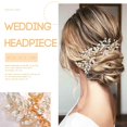 thumbnail image 3 of Wedding Hair Comb Silver Rhinestone Headpiece Pearls Crystal Prom Hair Pieces Flower Bridal Hair Clips Decorative Bridesmaids Bead Hair Side Combs Brides Hair Accessories for Women (Gold), 3 of 4