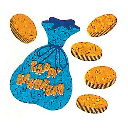 Bulk Roll Prismatic Stickers, Hanukkah Gelt (100 Repeats)