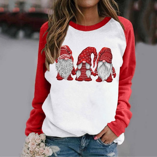 Pntutb Navidad moda mujer Casual manga larga impreso señoras sudaderas tops Pntutb Pntutb-2434