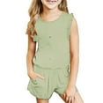 thumbnail image 2 of LSLJS Mode Girls' Casual Sans Manches Tops Col Rond Imprimé Pantalon Court Sets Bébé Girls Outfit Sets, 2 of 8