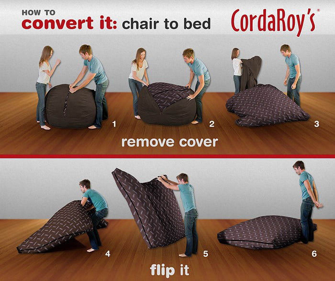 CordaRoy s Convertible Corduroy King Size Bean Bag Chair Moss