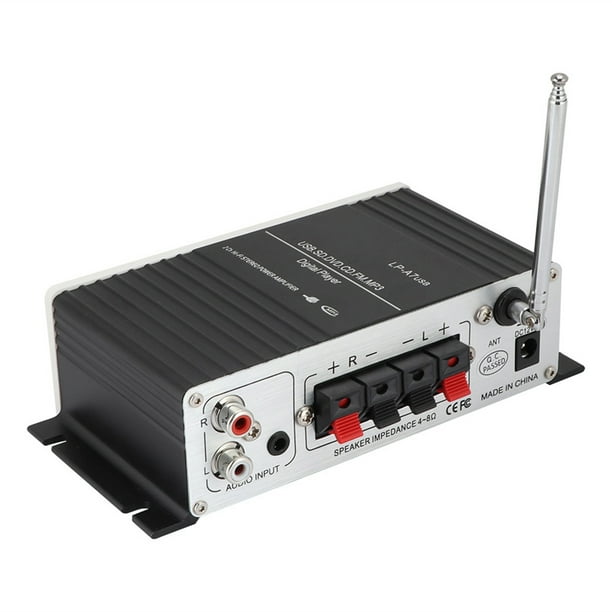 Amplificador de potencia de altavoz de audio digital Bluetooth A7 con FM, control remoto, USB y MP3