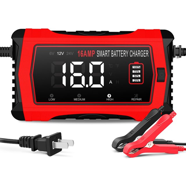 Cargador de batería Haisito inteligente de 16 A, 6 V/12 V/24 V, carga de mantenimiento
