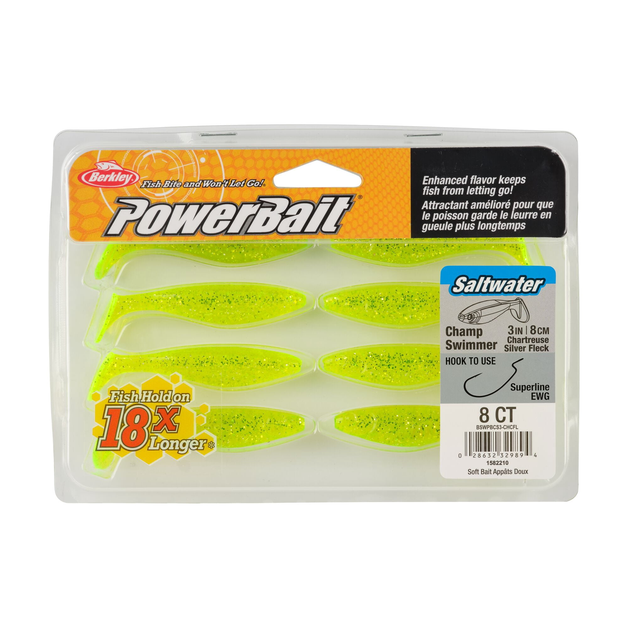 Berkley PowerBait® Saltwater The Champ Swimmer, 3 in, Swimbaits, Chrome Flash (8-count)