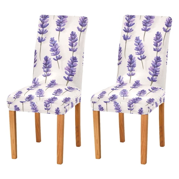 Yayeee 2 Pack Dining Chair Covers Stretch Parson Chairs Slipcovers Seat Protector, Lavender Pattern
