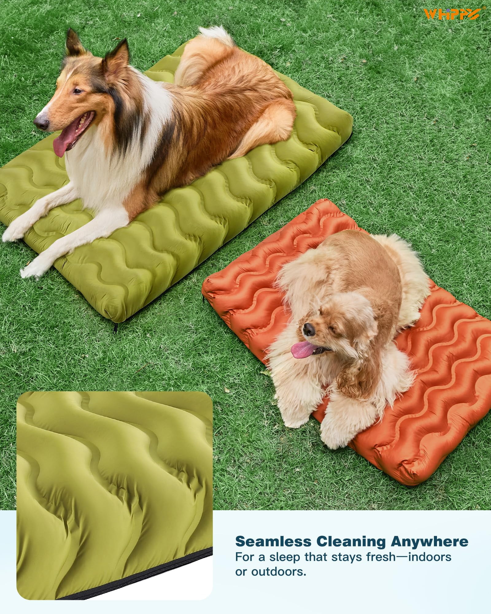 Orthopedic Dog Bed for Large Medium Small Dogs Waterproof Memory Foam Dog Crate Bed Washable Pet Bed with Removeable Cover, 30"x20", Green