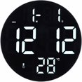 thumbnail image 1 of Reloj digital LED, soporte de reloj redondo moderno montado en la pared, reloj silencioso alimentado por USB de 12 horas, para sala de estar, dormitorio, aula, oficina, 1 of 5