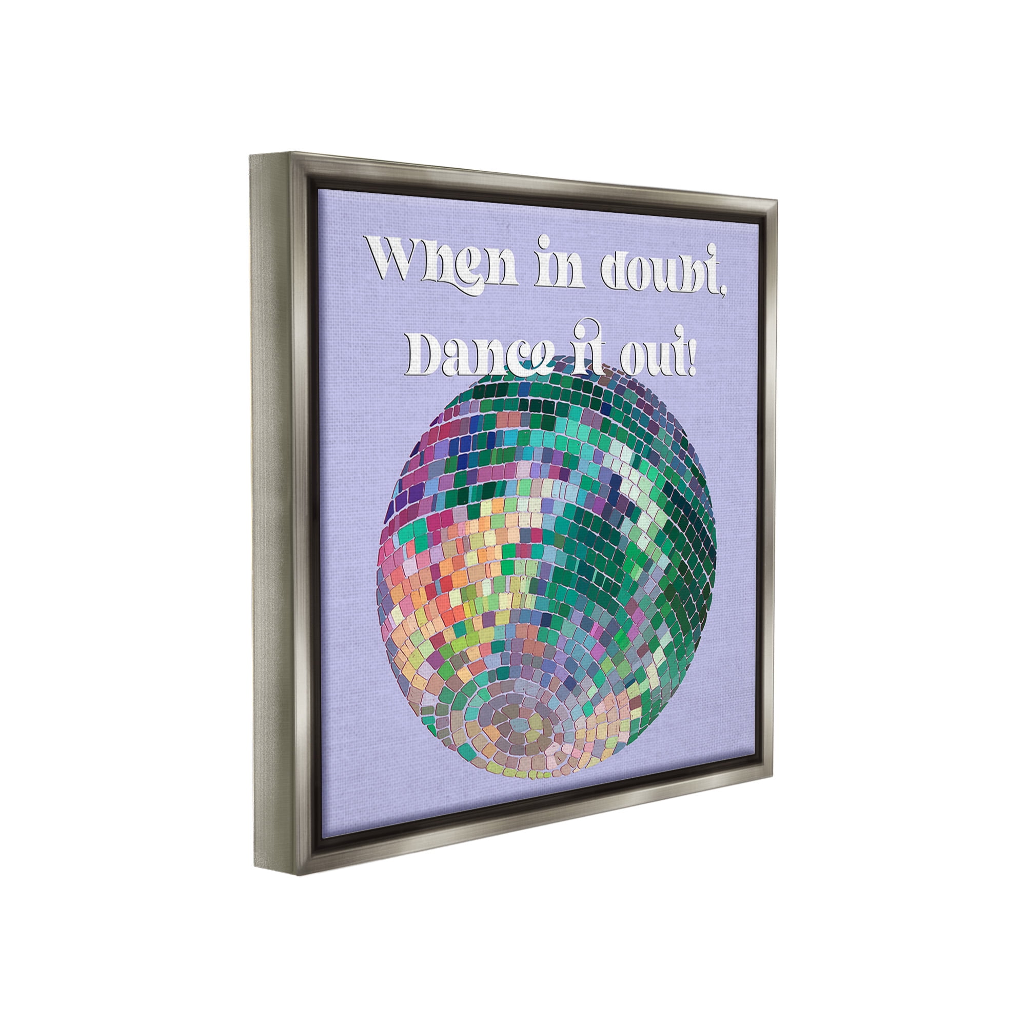 Stupell Industries Dance It Out Phrase Typography Painting Gray Floater Framed Canvas Art Print Wall Art, 18 x 18