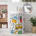 thumbnail image 4 of Cartoon Educational Elements Cabinet Curtain 28"W x 51"L, Modern Art Childhood Dust-Proof Privacy Curtain for Closet Shelves Self Adhesive, Sink Skirt for Bathroom Vanity Kitchen Laundry Room, 4 of 9
