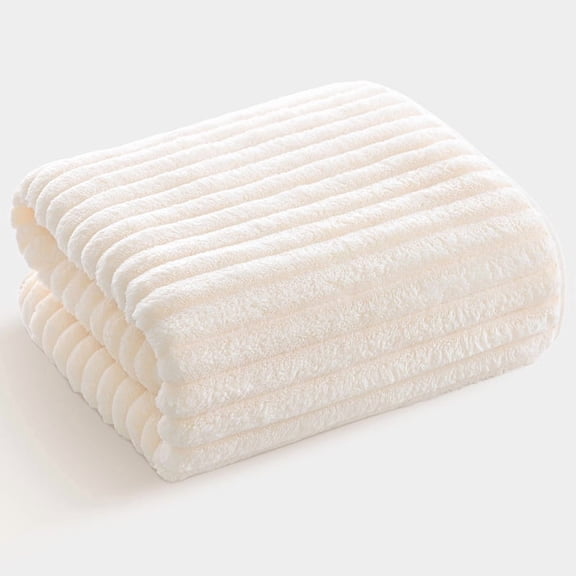 Zhuge 2 Pack Large Coral Fleece Bath Towels 28x55 Inch, Ultra Soft Fluffy Plush Bathroom Towels, Highly Absorbent Durable Shower Towel Set for Daily Home Use,Style A, Beige