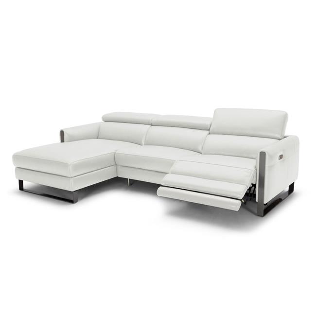 J & M Furniture 18277LHFC Vella Premium Leather Sectional in Light Grey Left hand Facing