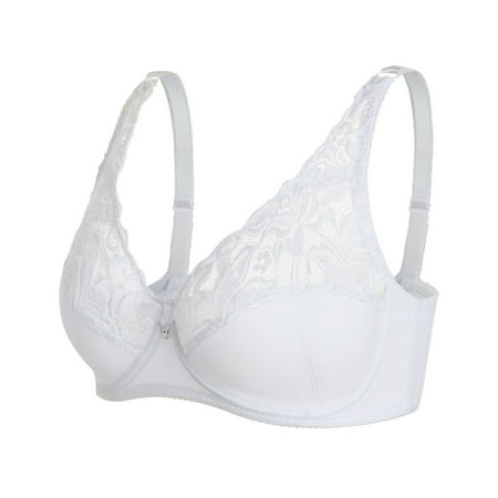 

Pretty Comy Women s Underwire Bra Minimizer Lace Floral Bra Unlined Unpadded Plus Size Bra (35C-44D）