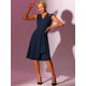 thumbnail image 2 of Vestido Midi Ajustado y Acampanado con Cinturón Cruzado Sin Mangas con Cuello en V para Mujer Azul marino M, 2 of 5