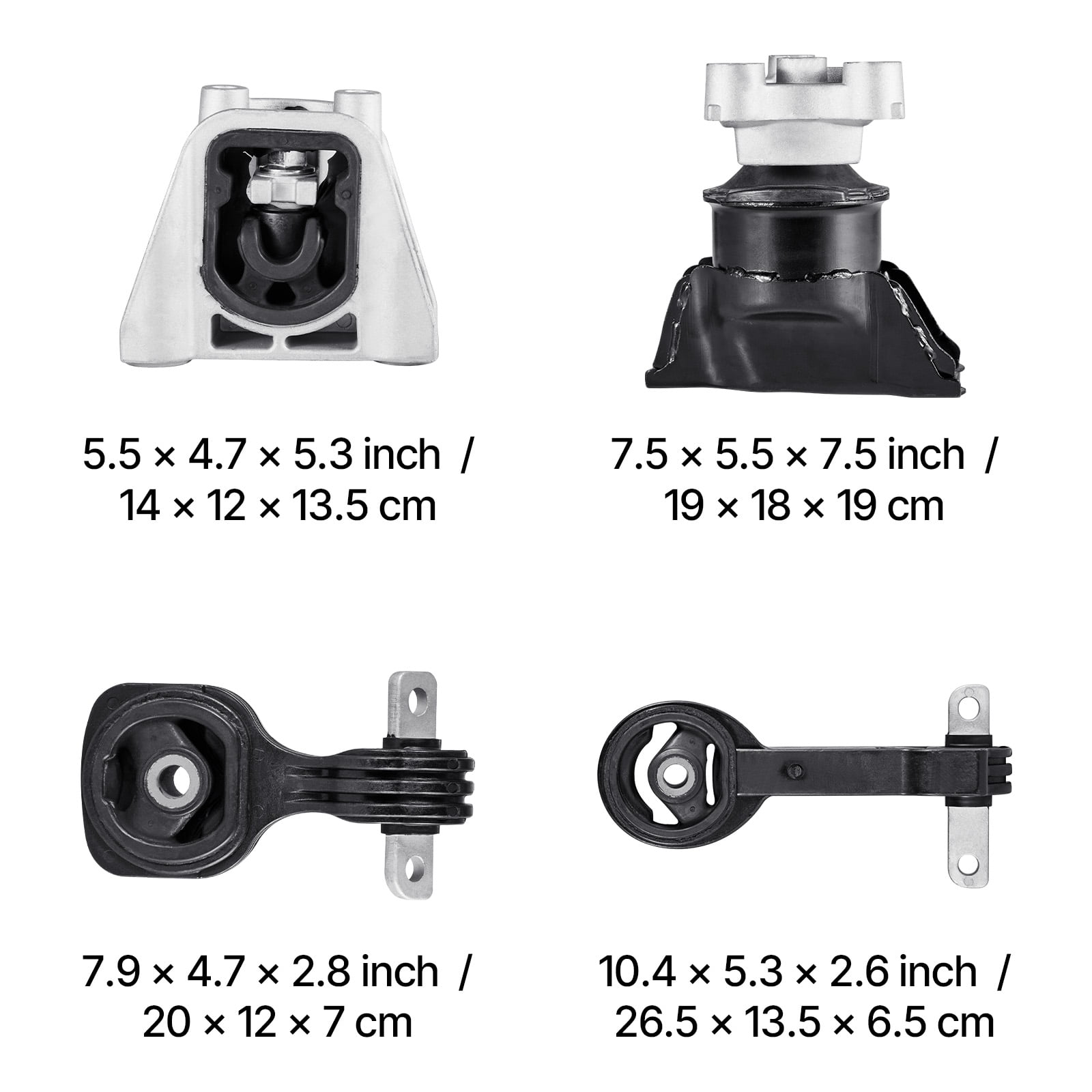 VEVOR Engine Motor Mount and Transmission Mount Kit Replacement, Set of 4, Compatible with 2006–2010 Honda Civic 1.8L L4 Automatic, Replace OE# A4530, A4546, A4543, A4534, Secure Support