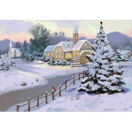 Christmas Gifts For Your Fiance Designer Greetings Fence Alongside Village Stream Country Christmas Card ()