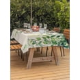 thumbnail image 4 of 60x120 Inch Outdoor Tablecloth with Umbrella Hole Zipper Rectangle Spring Leaves Rectangular Tablecloths Outside Waterproof Retro Pastoral Green Botanical Leaf Vines Patio Table Cover for Picnic, 4 of 8