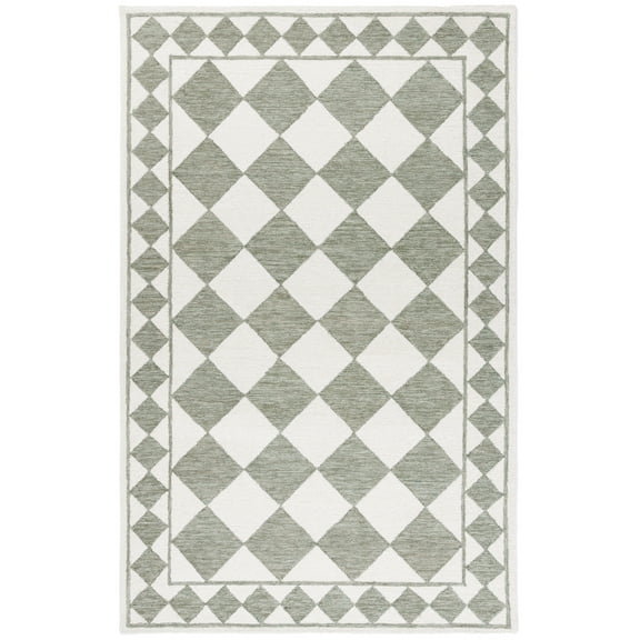 SAFAVIEH Ebony Mercia Diamond Area Rug, Sage/Ivory, 9' x 12'