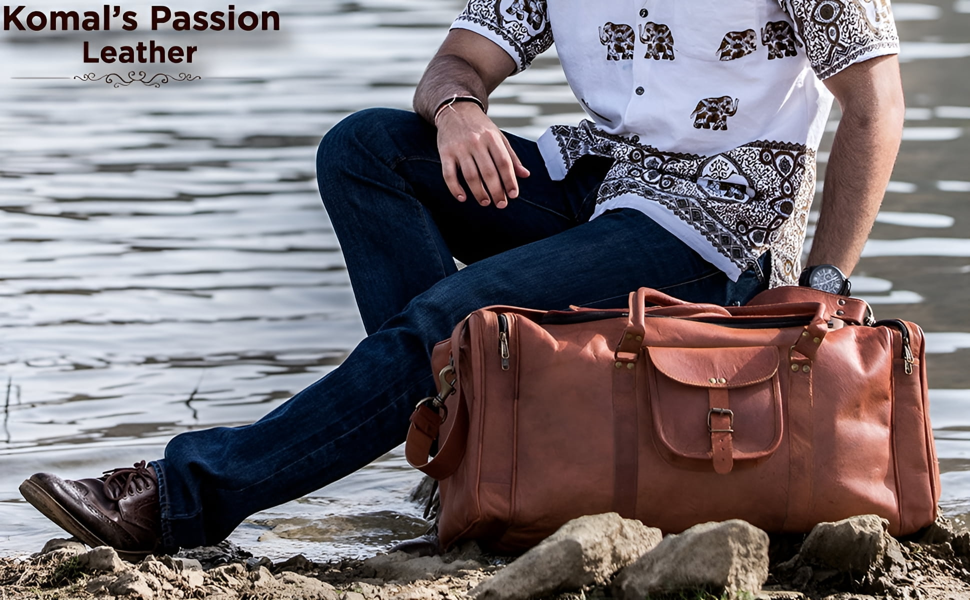 21 Inch Vintage Leather Duffel Travel Gym Sports Overnight Weekend Duffle Bags for men and women