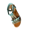 thumbnail image 2 of Honeeladyy Women Rhinestone Flat Sandals Summer T Strap Buckle Bohemian Crystal Lightweight Clearance Sandals for Dress Wedding Party Valentines Day Gifts for Girlfriend Light Blue Size 36, 2 of 4