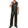 thumbnail image 2 of INSPIRE CHIC Faux Leather Vest for Men's Motorcycle Biker Sleeveless Jacket Zipper Riding PU Vest S Black, 2 of 5