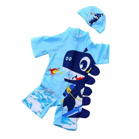 

GYRATEDREAM Swimsuit Boys One Piece Swimwear Rash Guard Zipper Toddler Bathing Suit with Hat for Boys Outdoor Travel Beach