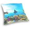 thumbnail image 3 of Coral Reef Fishes Sea Turtle Velvet Plush Throw Pillow Cushion Case Cover - 16" x 16" - Invisible Zipper Home Decor Floral for Couch Sofa No Pillow Insert, 3 of 5