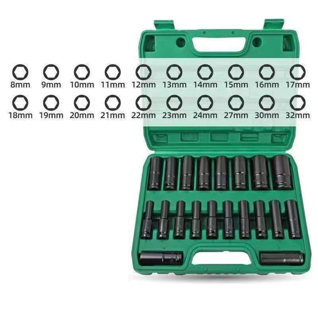 Juego de 20 llaves de vaso eléctricas electroforéticas negras, kit de llaves de vaso hexagonales eléctricas para mantenimiento