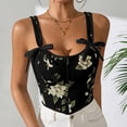 thumbnail image 2 of Brasier Tela de Mantequilla Corsé de Tirantes para Mujer con Chaleco Retro Floral, Liguero Floral Que Envuelve El Pecho y Se Ata Al Cuerpo. Mediana, 2 of 7