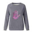 thumbnail image 4 of CLOISE Breast Cancer Sweatshirt Women Breast Cancer Fight Sweatshirts Hand Ribbon Oversized Round Neck Long Sleeve Blouses Cancer Survivor Gifts Tops Comfort Pullover Hoodie Outfits Gray XL, 4 of 4