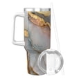thumbnail image 2 of 40zo Ice Bar Cup With Handle Double Insulation Large Capacity Rust Prevention For Daily Travel And Other Scenes Gray-White Gold Marble, 2 of 8