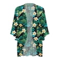 thumbnail image 5 of Noric Women's Floral Print Chiffon Cardigan Casual 3/4 Sleeve Open Front Loose Fit Lightweight Daily Layering Cover Up, 5 of 5