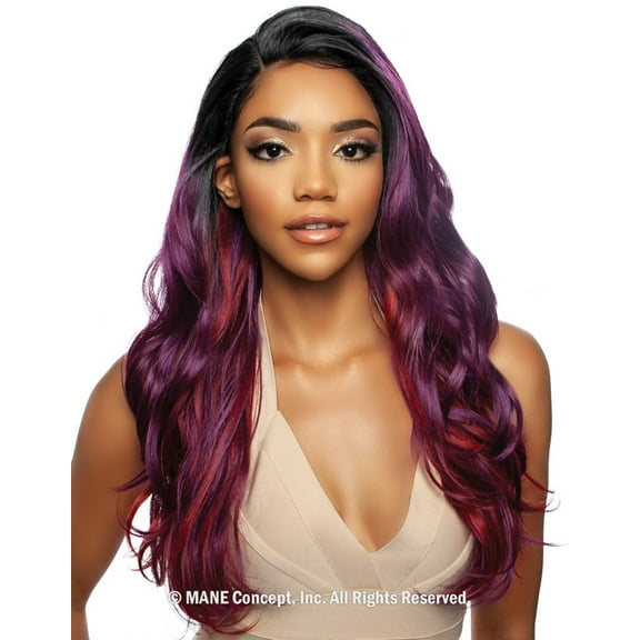 Mane Concept Brown Sugar Human Hair Blend Whole Lace Wig - BS406 (SR1B/PURPLEFLAME)