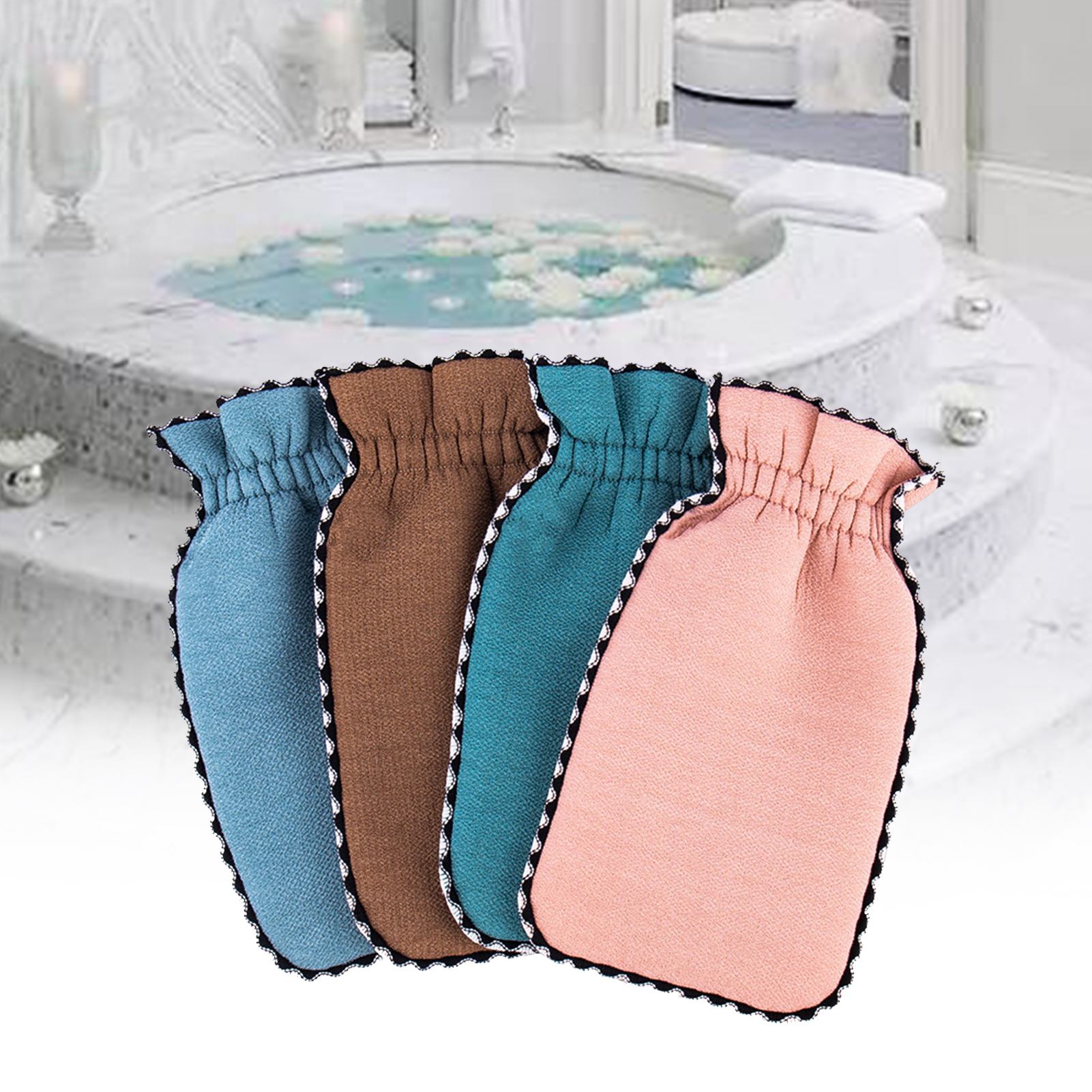 Cheer.US 2 Pcs Korean Exfoliating Scrub Mitt Italy Towel Washcloth Bath Shower Mitt Large
