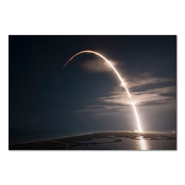 SpaceX Poster, Retro Wall Art, Space Travel Poster Falcon 9 Launch