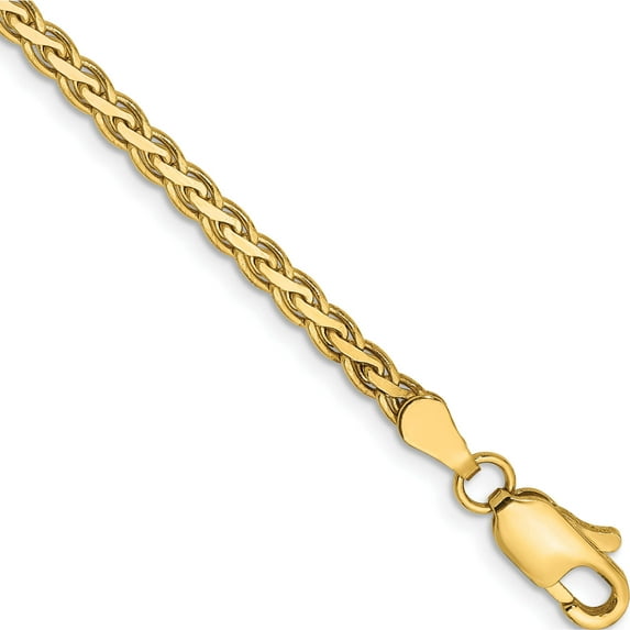 14K Yellow Gold 2.8mm Flat Wheat Chain (7 X 2.8) Made In Peru fw085-7