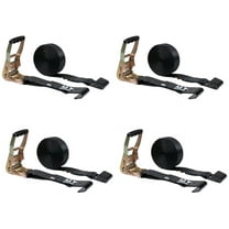 4 Pack 2"x30' Black Ratchet Straps with Flat Hooks - 3,333 Lbs WLL - Heavy Duty Tie Down Ratchet Straps for Flatbed, Truck, Trailers, Cargo, Pickup