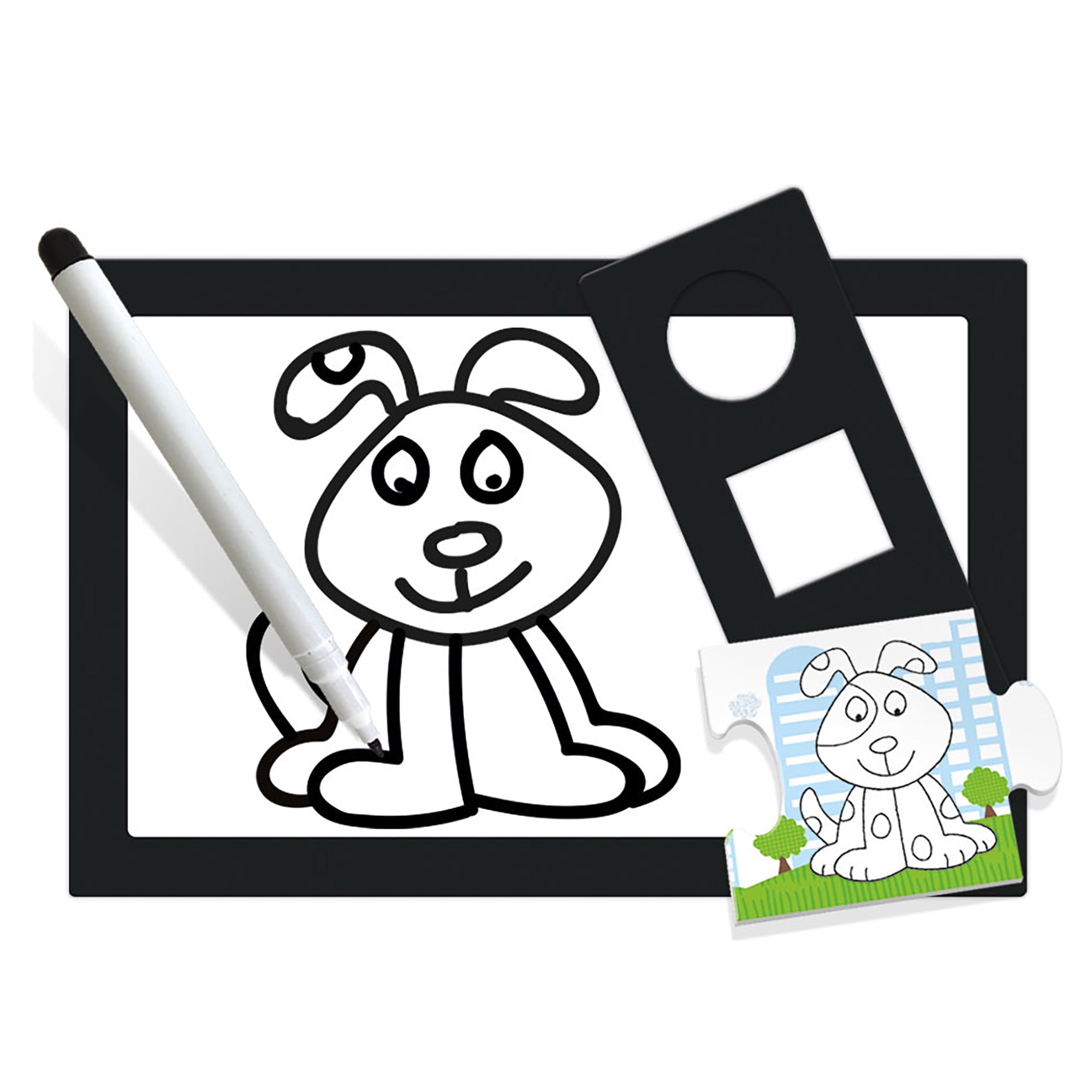 Headu Step By Step Drawing School - Puzzle & Animal Drawing Kit, Doodle Erase Board, 10 Progressive Puzzles, Sketch & Play Activity, Art Toy, Kids 3-6