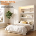 thumbnail image 4 of Mjkone Wall Murphy Bed Full with LED Light,Convertible Wall Bed with Shelves,Space-Saving Hidden Bedframe for Guest Room, Bedroom,Glossy White, 4 of 9