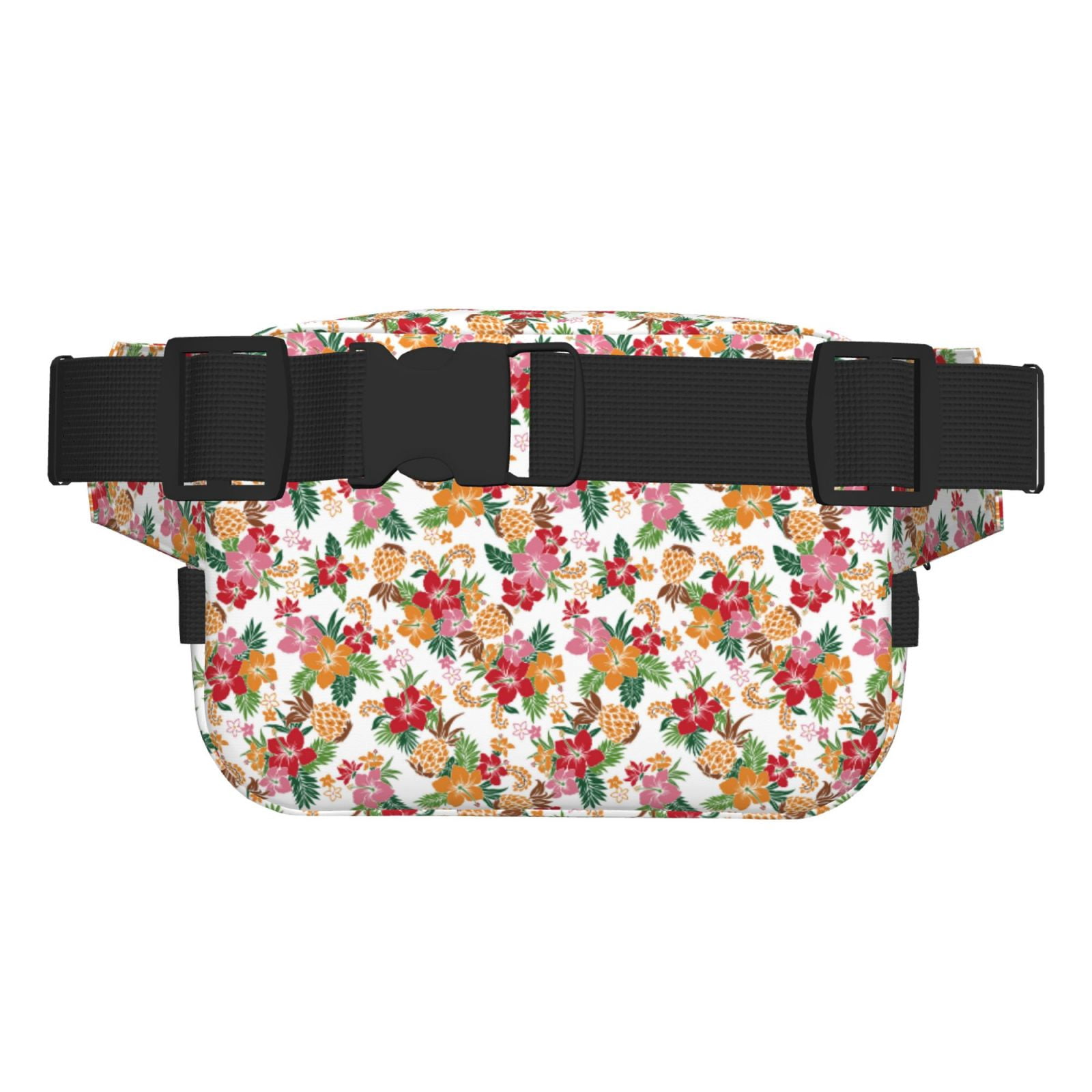 Picia Pineapple Flower Print Square Double-Layer Waist Bag Mini Adjustable Waist Belt Bag Exercise Running Travel Hiking