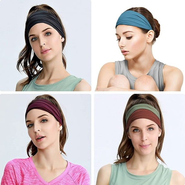 Workout Headbands for Women Running Sports - Wide Sweat Band Yoga Gym  Accessories Elastic Head Band Sweatband 