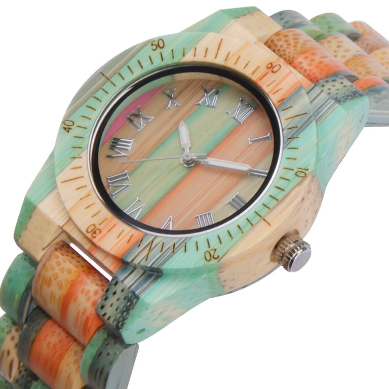 Wooden Fashionable Women Watch with All Wood Strap Quartz Analog Colorful Amazon.com: Tiong Lightweight Women main image 4