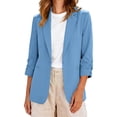 thumbnail image 5 of jehdhy Womens Lapel 3/4 Sleeve Blazers Fashion Casual Solid Color Lightweight Business Casual Work Suit Jacket Coat with Pockets, 5 of 8