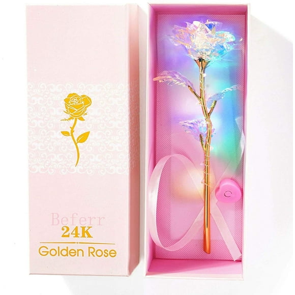 Befinr Cadeaux de Rose pour la Fête des Mères pour Maman Fleur Cadeaux d'Anniversaire pour Femmes Arc-en-Ciel Coloré Fleur en Cristal Enchantée Idées de Fête des Mères Cadeaux pour Épouse Filles Sœur Amies